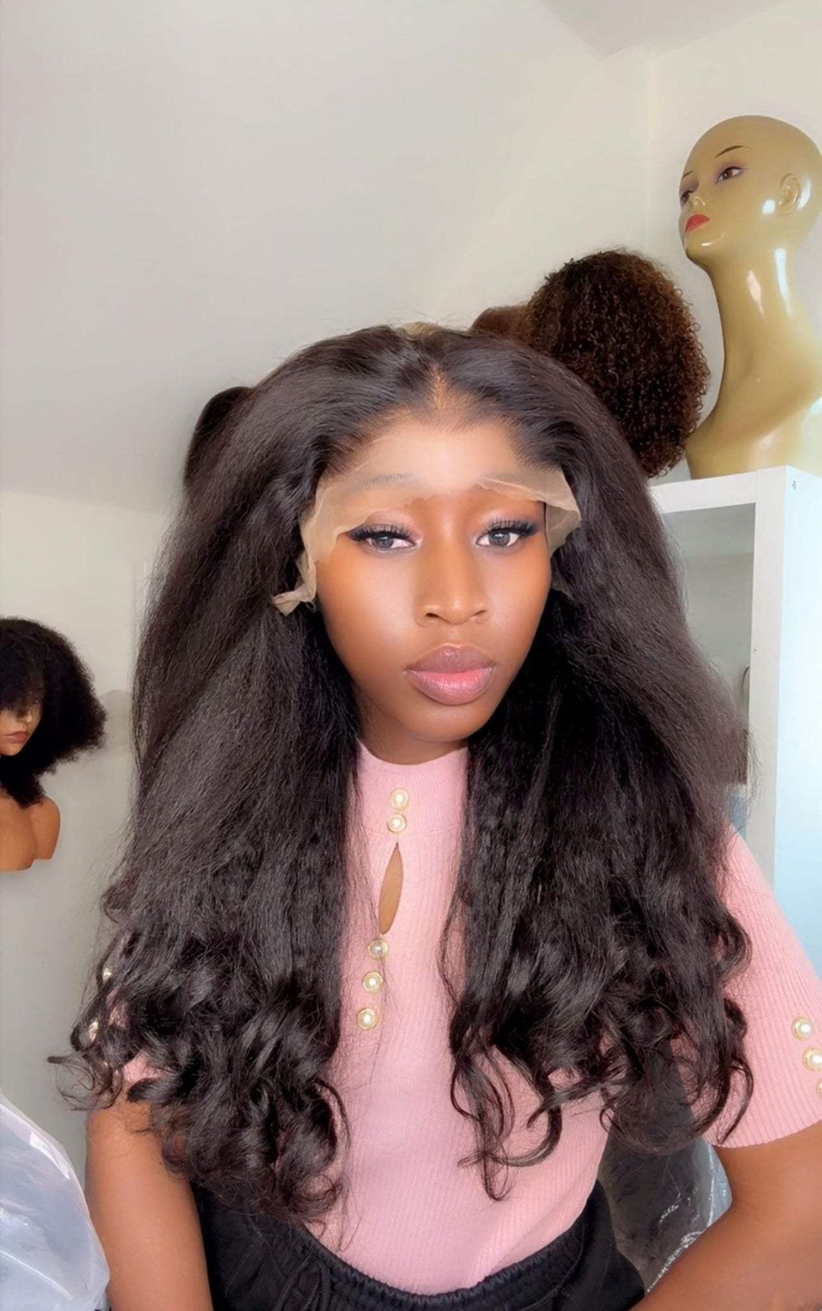13x4 Full Frontal 22 Inch Kinky Straight Lagos Hair Line Wig