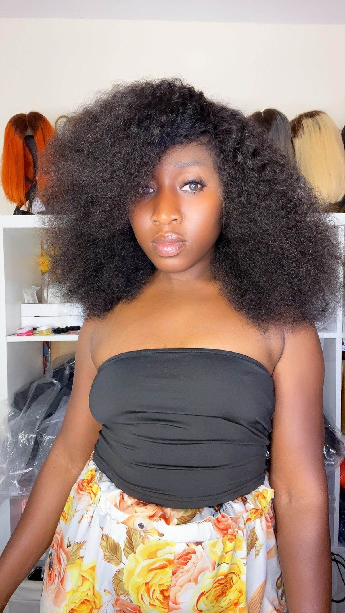 18 Inch HD lace Afro kinky curly human hair wig for Black women