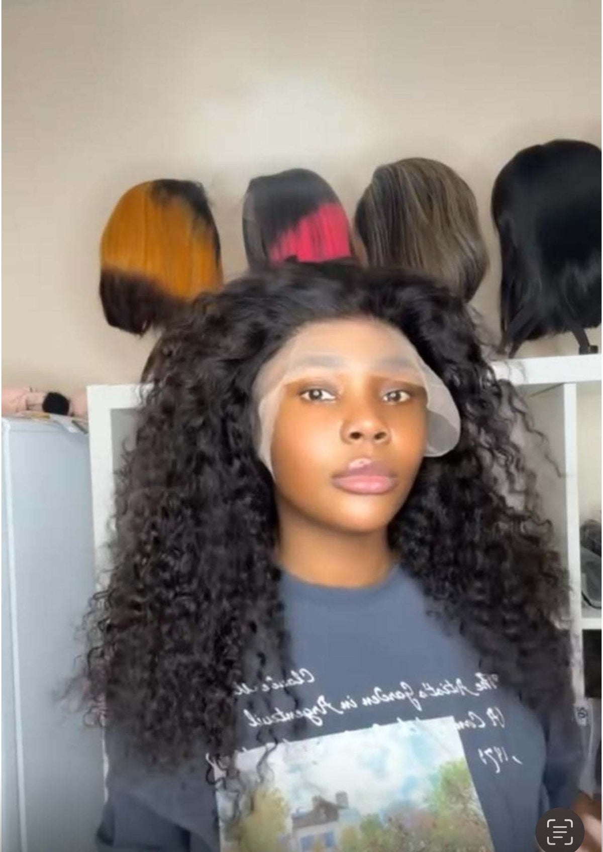 Water wave curly lace frontal wig for black women