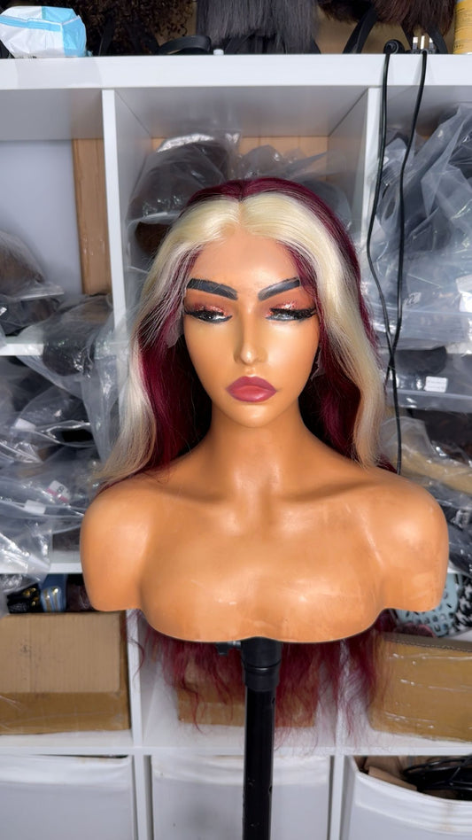 Red wig with blonde highlights - SawaShine