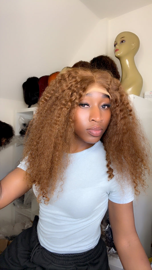 Brown curly Wig - SawaShine