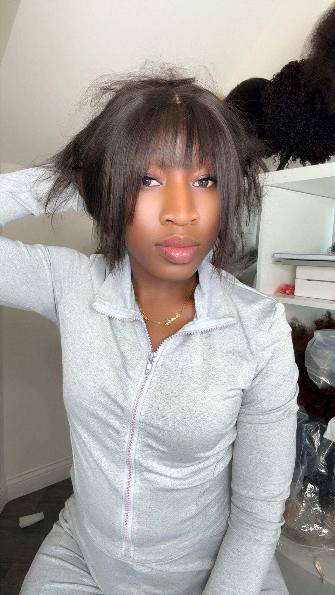 24 inch 4x4 fringe wig with 250% density and body wave texture