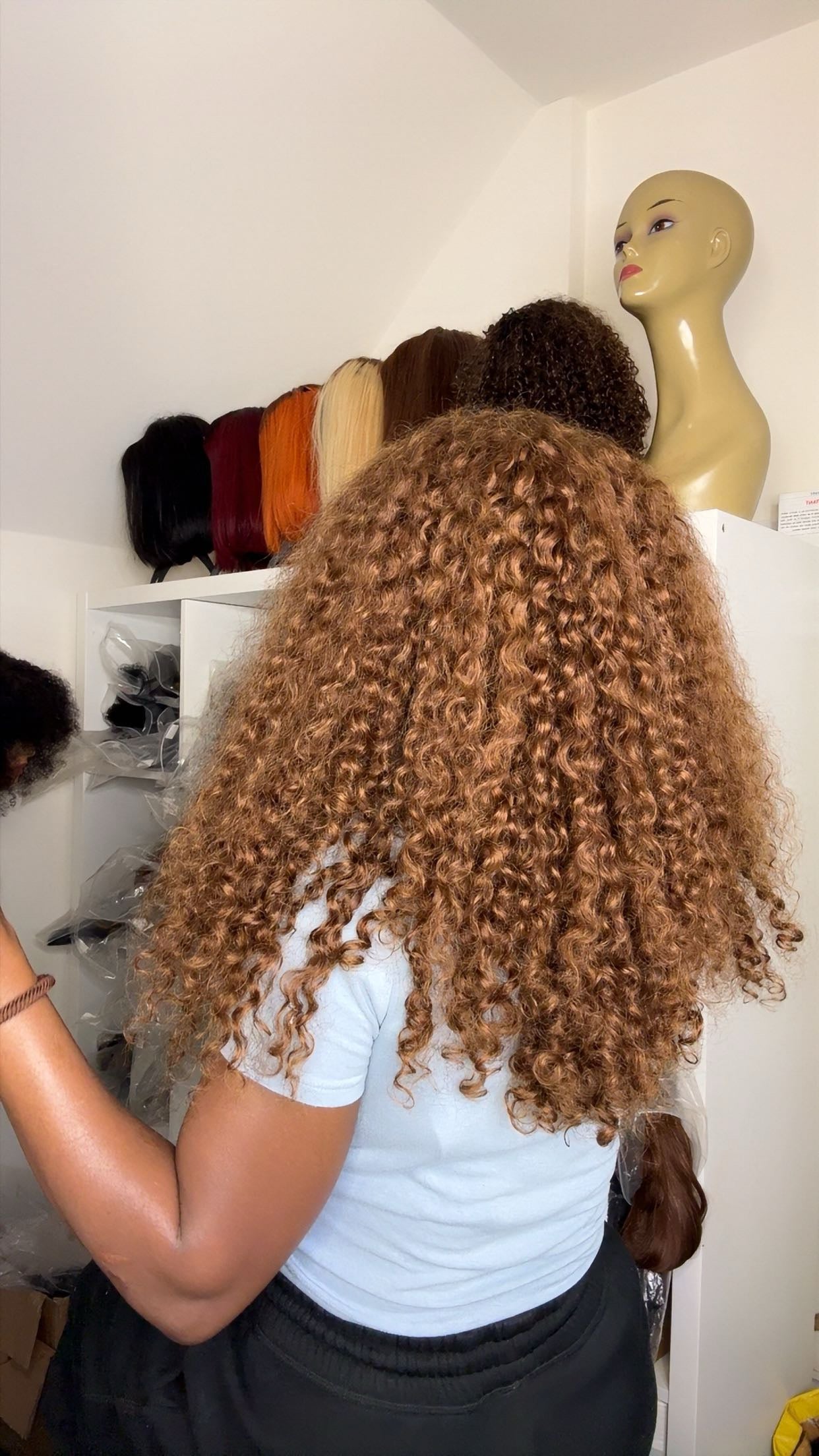 Brown curly Wig - SawaShine