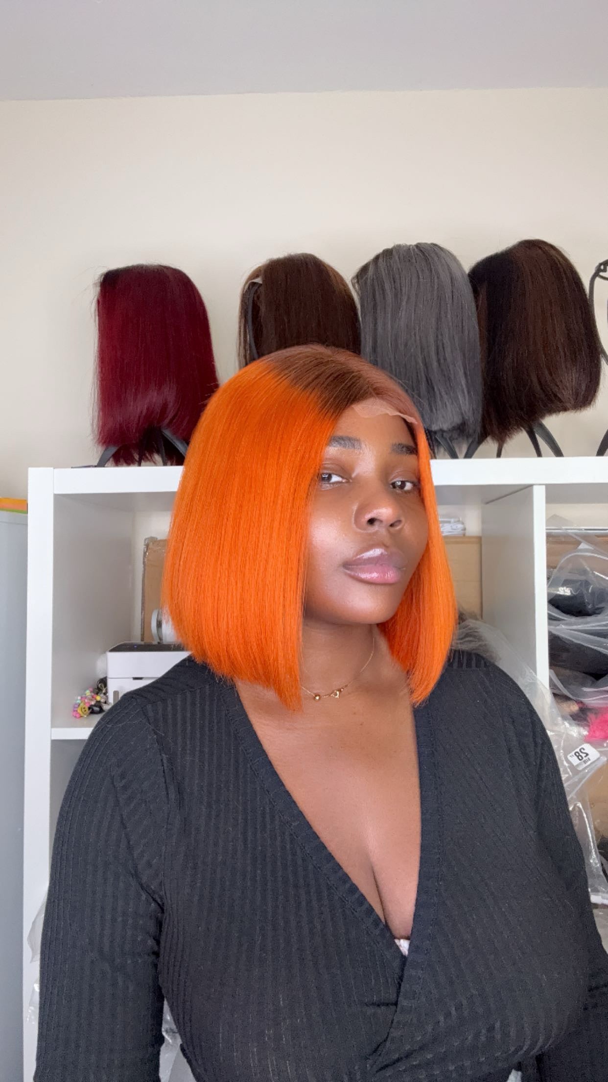Orange Bob wig - SawaShine